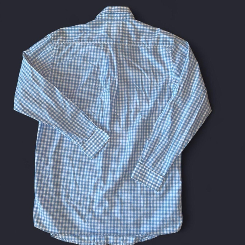 Vineyard Vines Youth L Whale Shirt – Blue Gingham – 100% Cotton - Picture 5 of 6